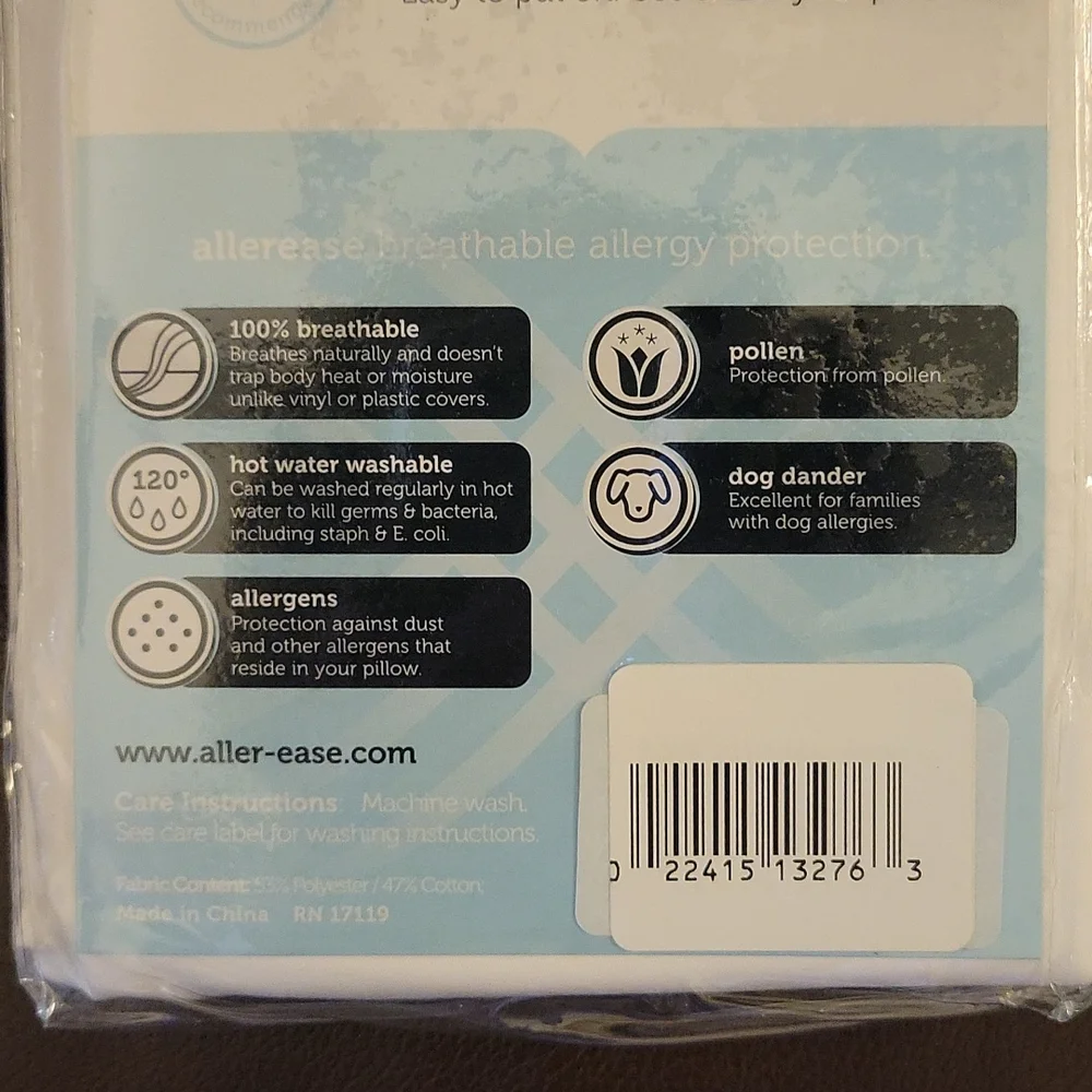 Allerease King Size 2 pk pillow protector white Breathable allergy protect New … - Picture 6 of 6